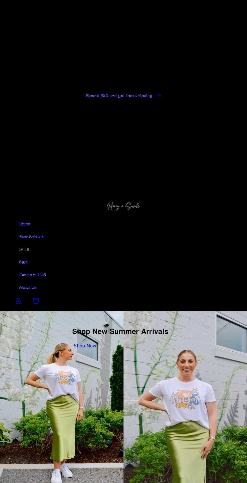 honeyandsuede.com shopify website screenshot