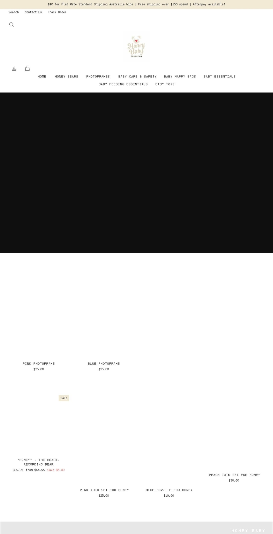 honeybabycollection.com.au shopify website screenshot