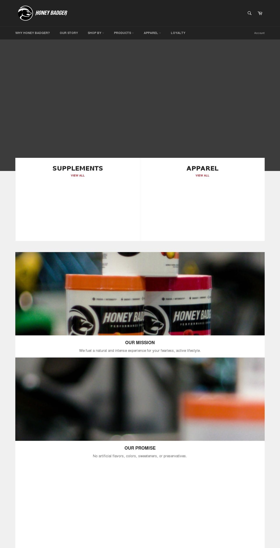honeybadgerenergydrink.com — Shopify storefront screenshot