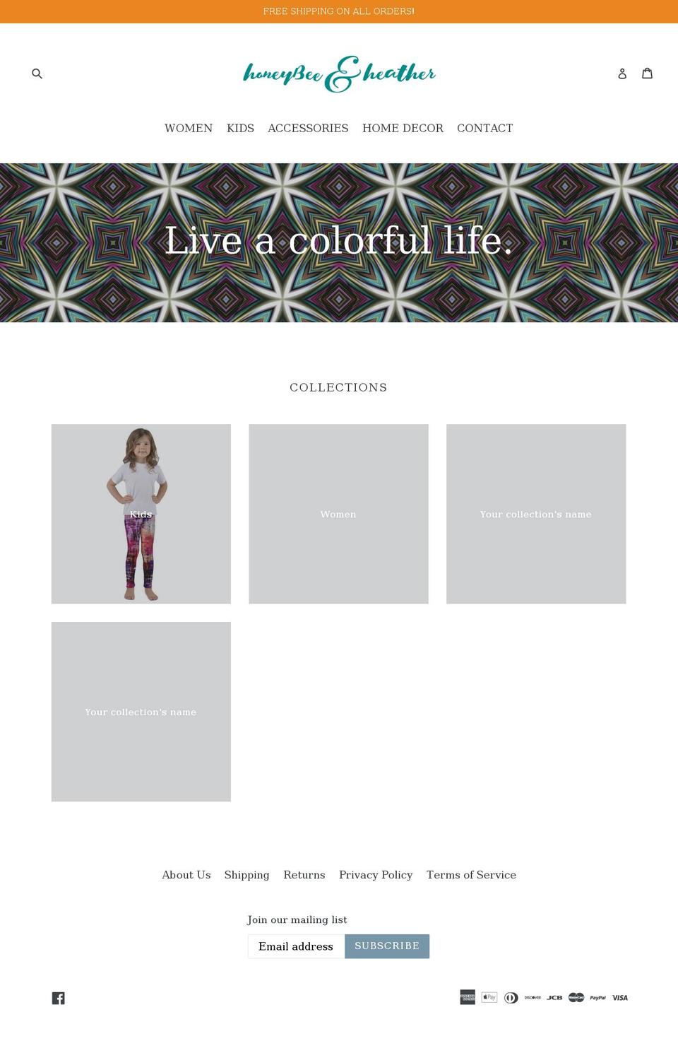 honeybeeandheather.com shopify website screenshot