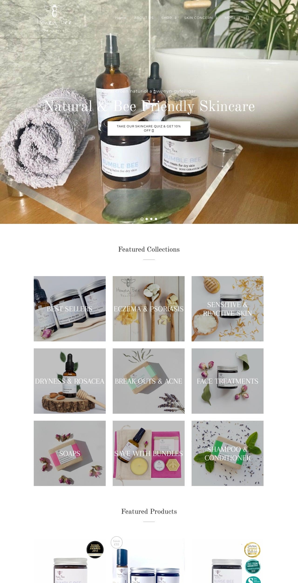 honeybeebeautiful.co.uk shopify website screenshot