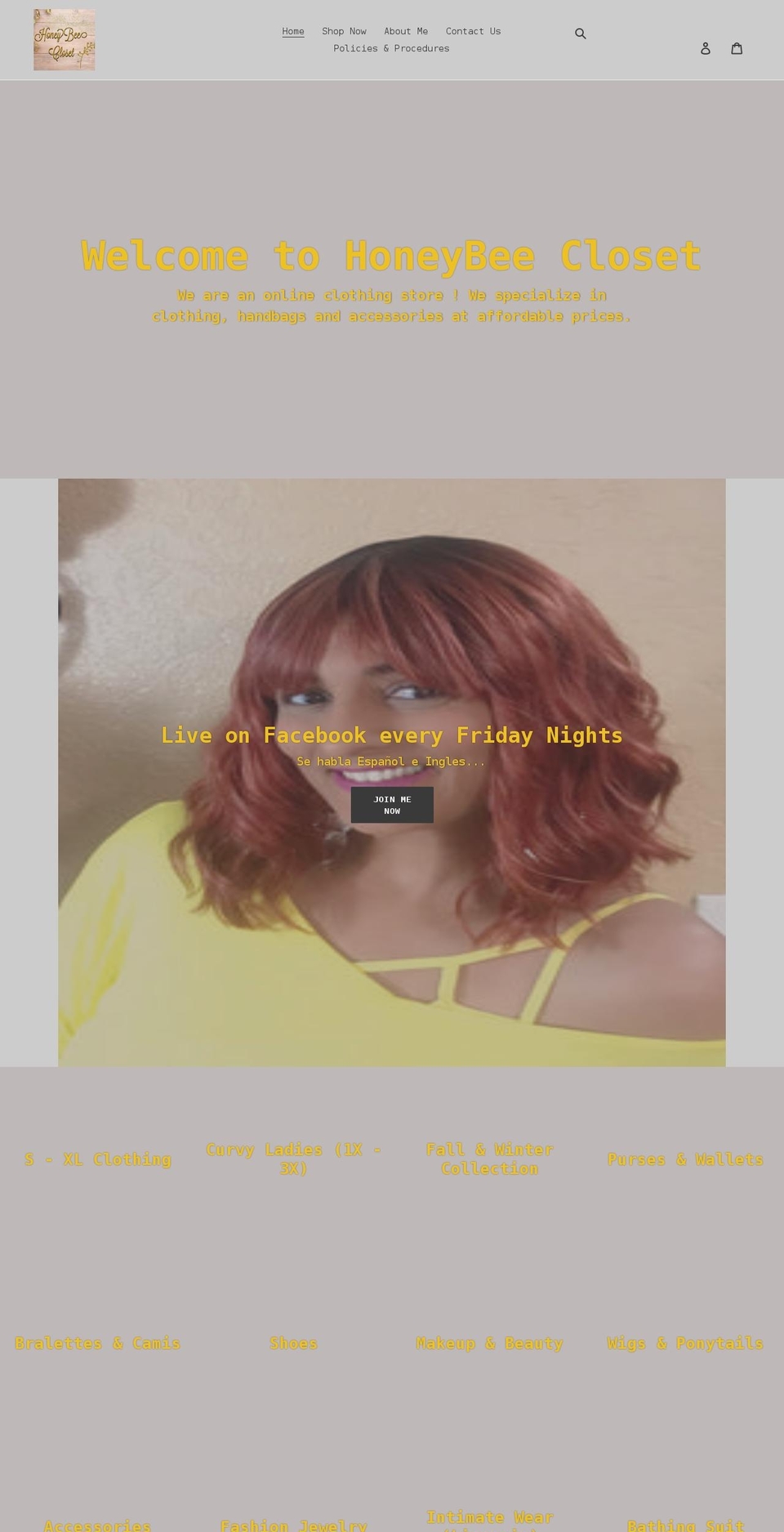honeybeecloset.com shopify website screenshot