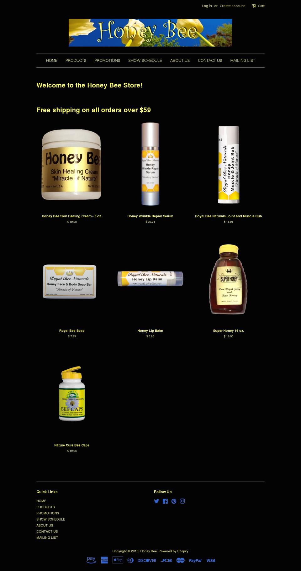 honeybeecream.net shopify website screenshot