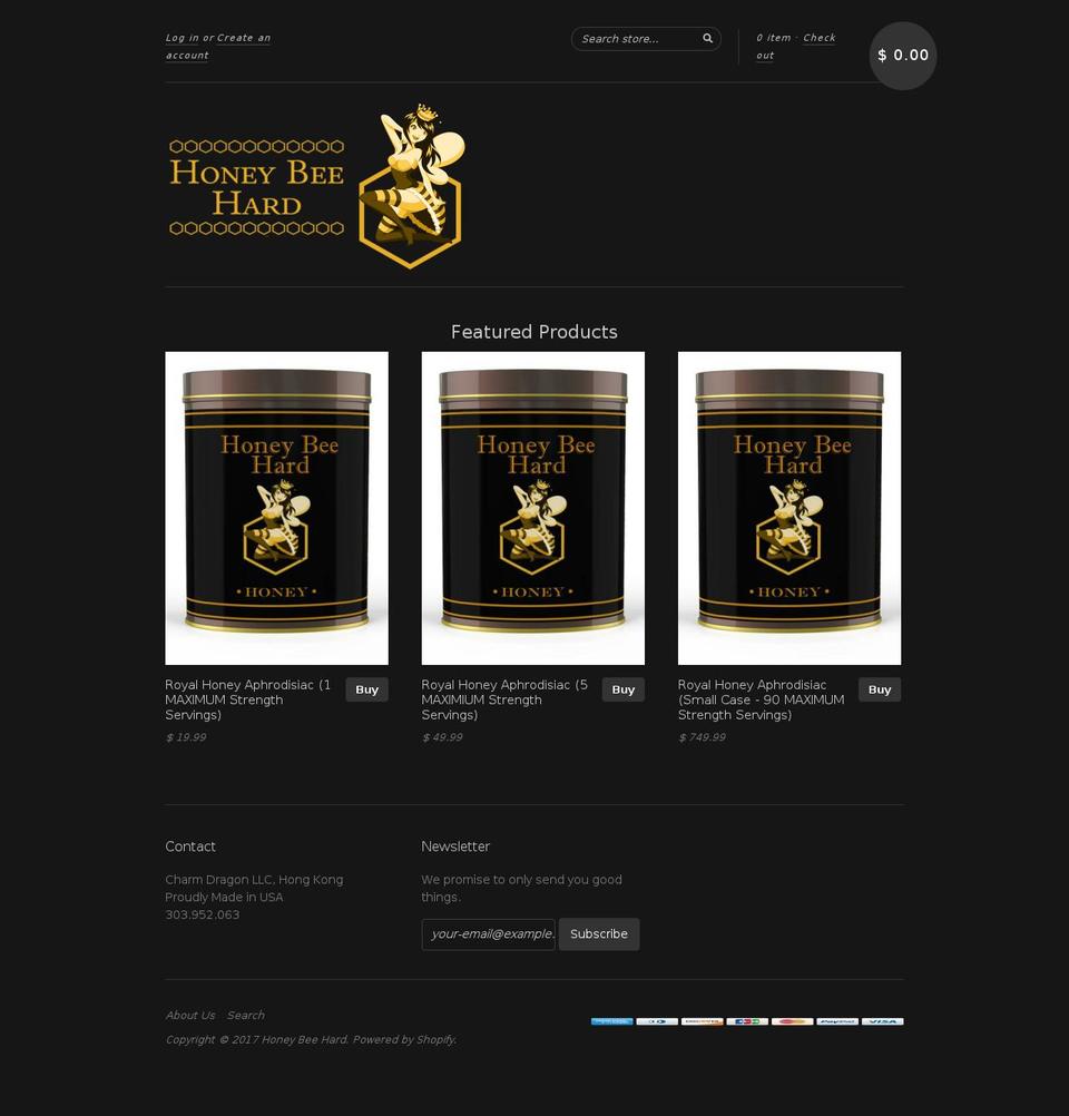 honeybeehard.com shopify website screenshot