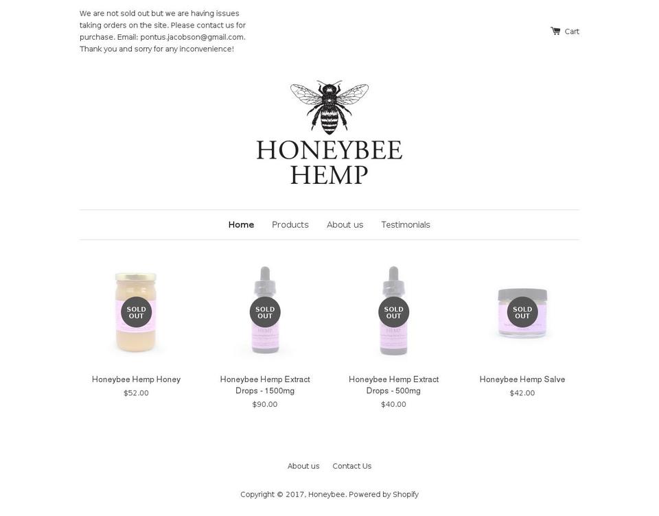 honeybeehemp.com shopify website screenshot