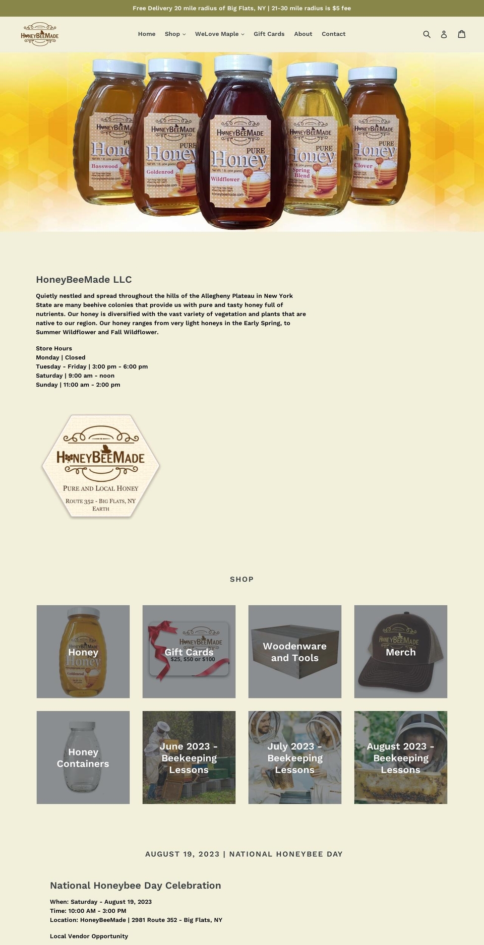 honeybeemade.com shopify website screenshot