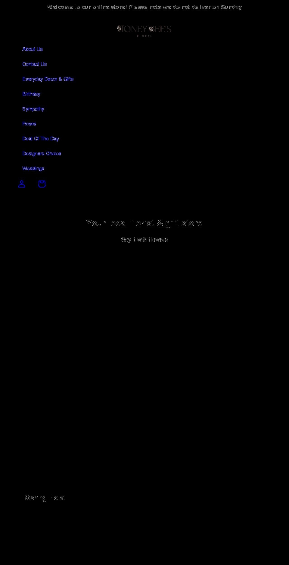 honeybeesfloral.com shopify website screenshot