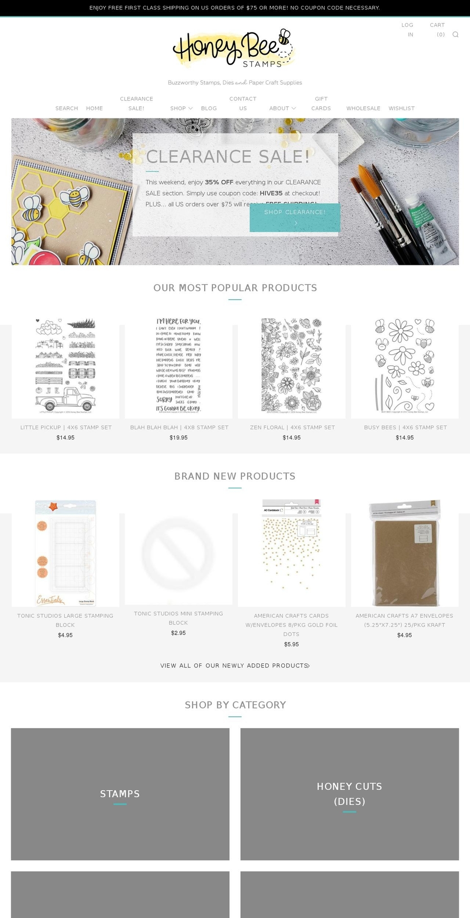 honeybeestamps.com — Shopify storefront screenshot