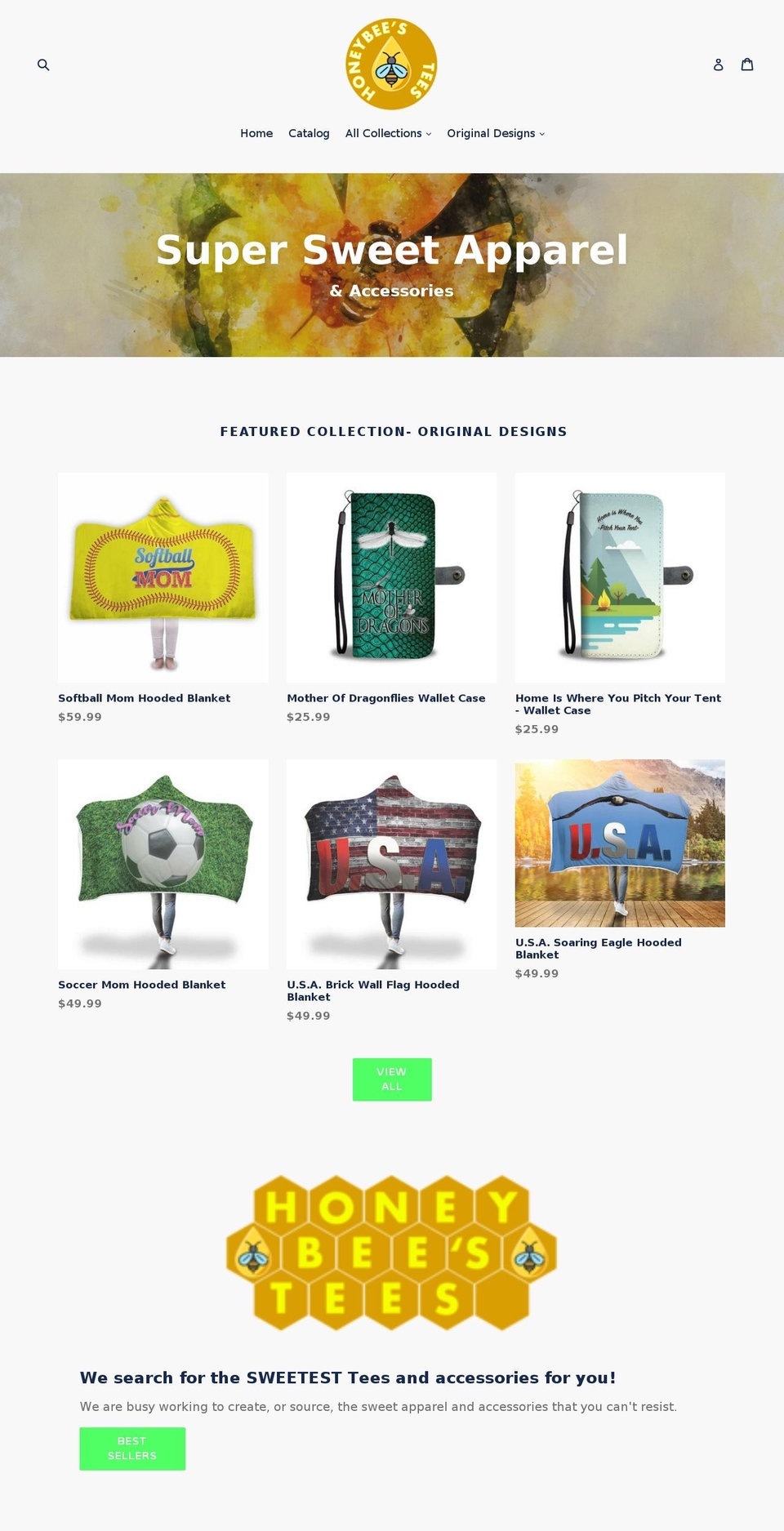 honeybeestees.com shopify website screenshot