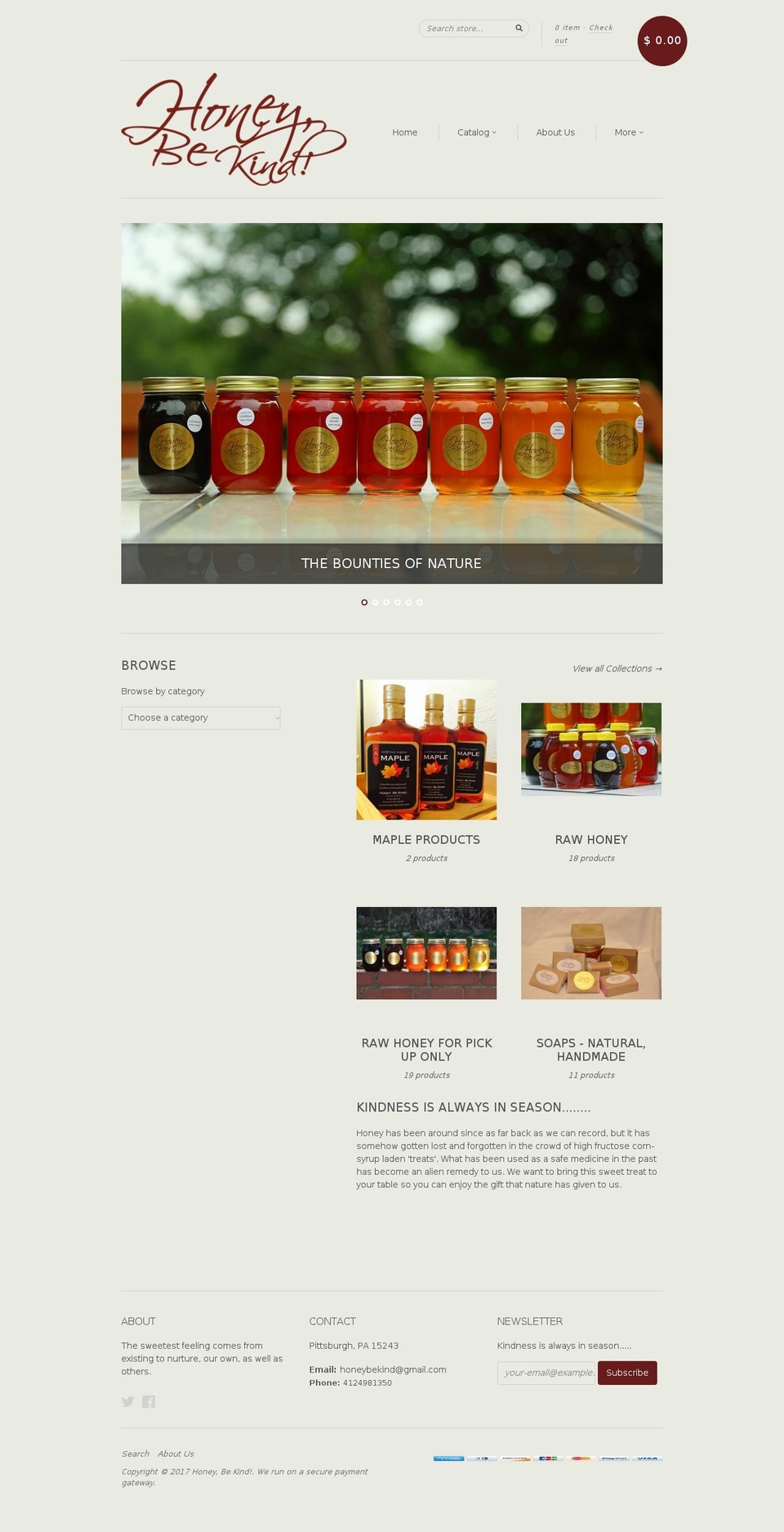 honeybekind.com shopify website screenshot
