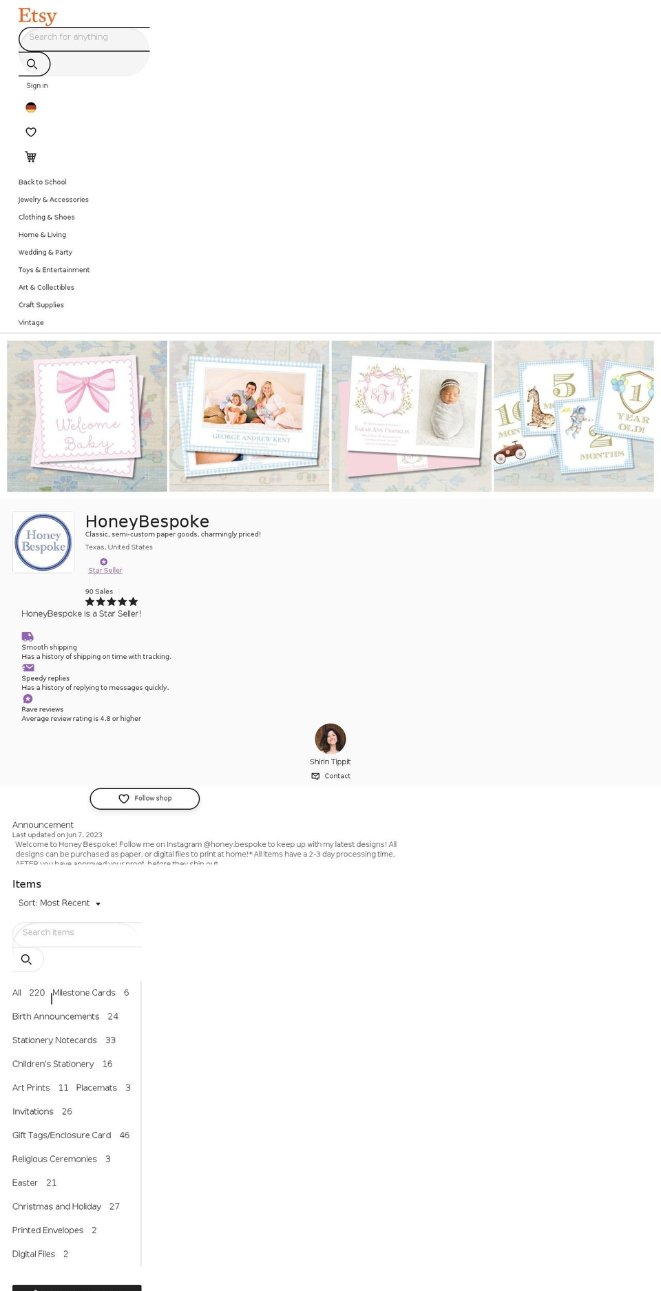 honeybespoke.com shopify website screenshot