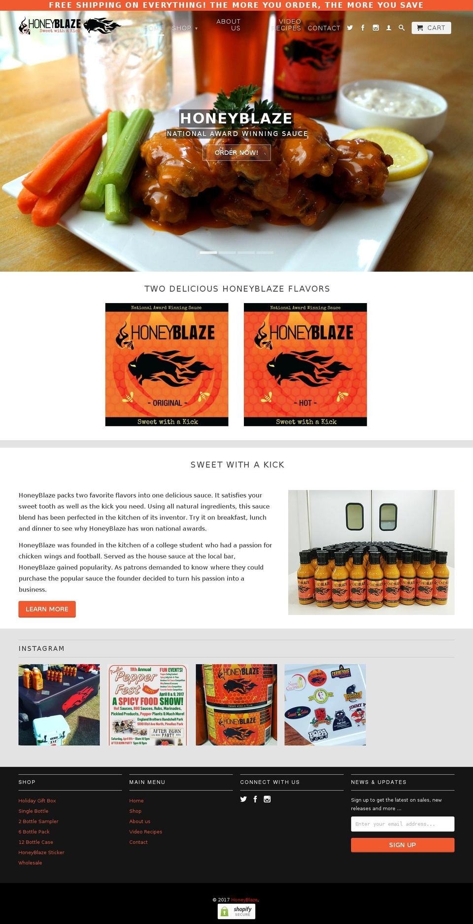 honeyblaze.com shopify website screenshot