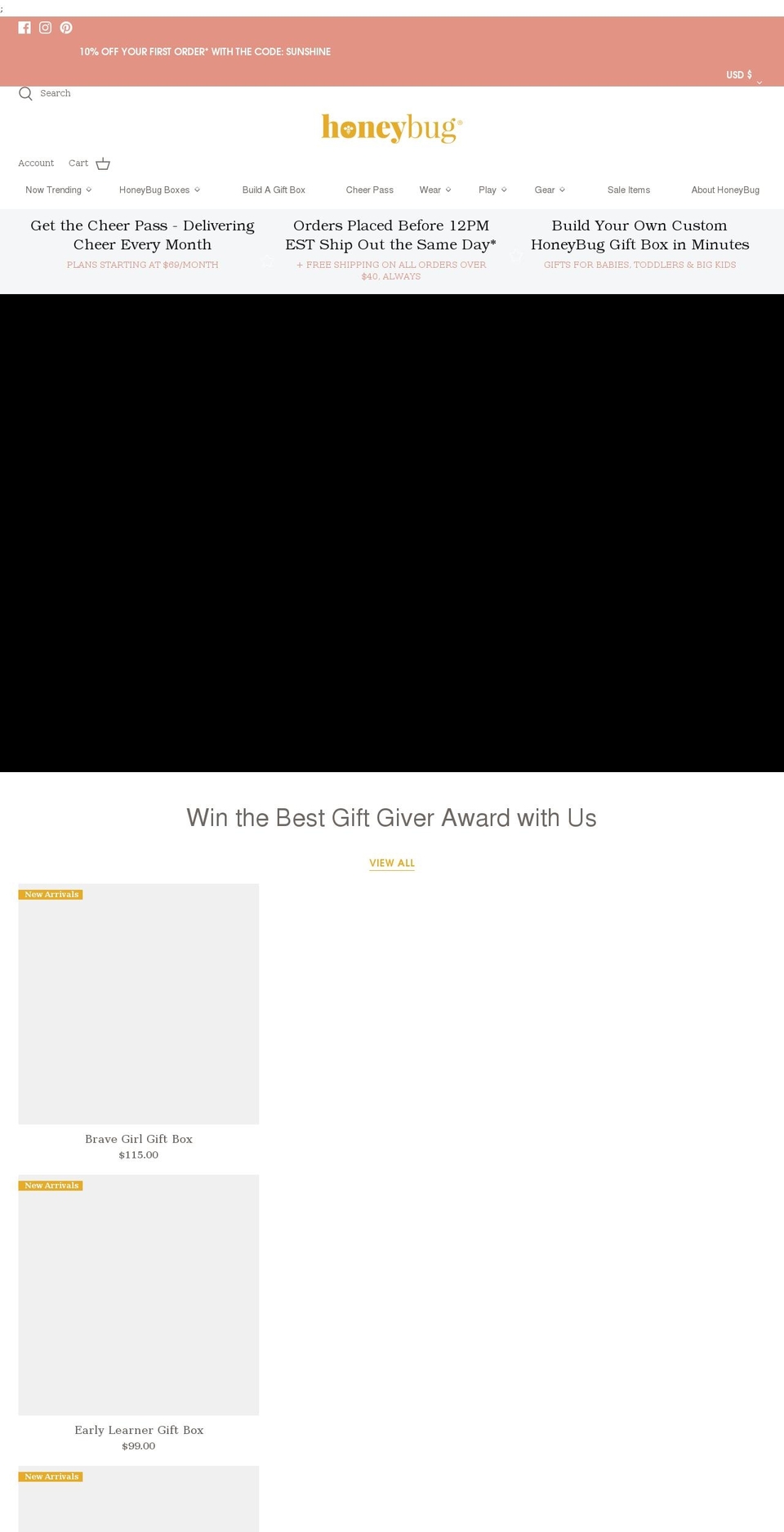honeybugboutique.com — Shopify storefront screenshot