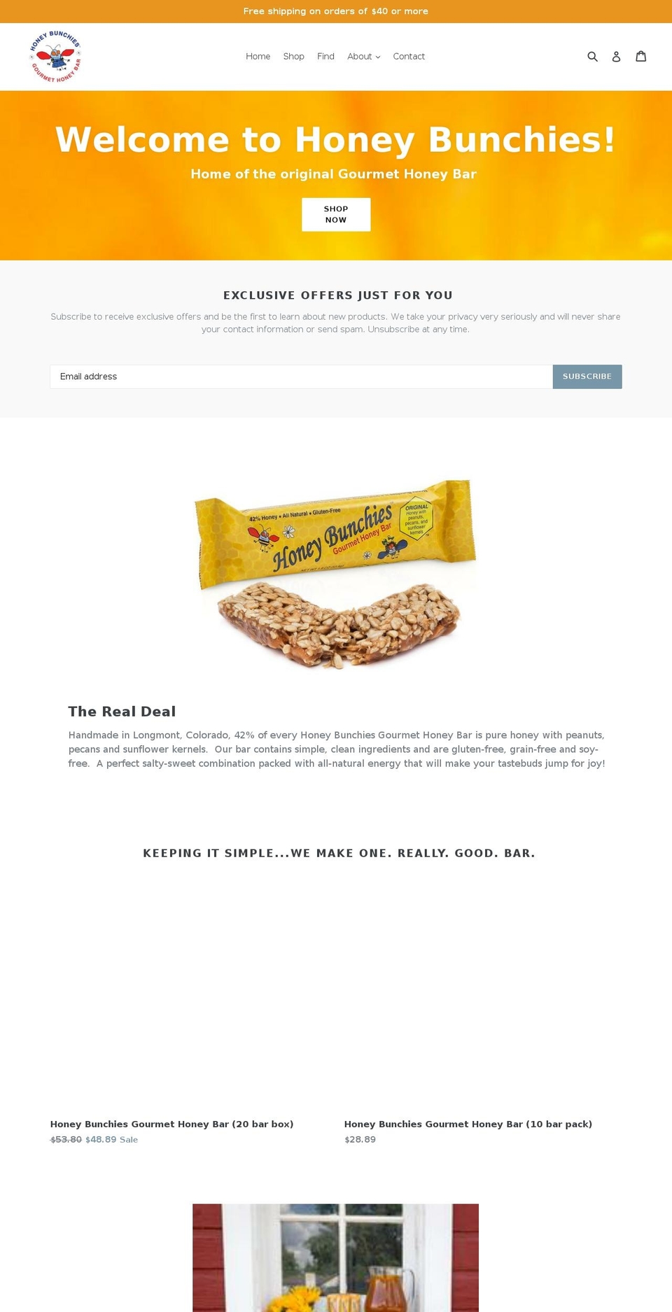 honeybunchies.com shopify website screenshot