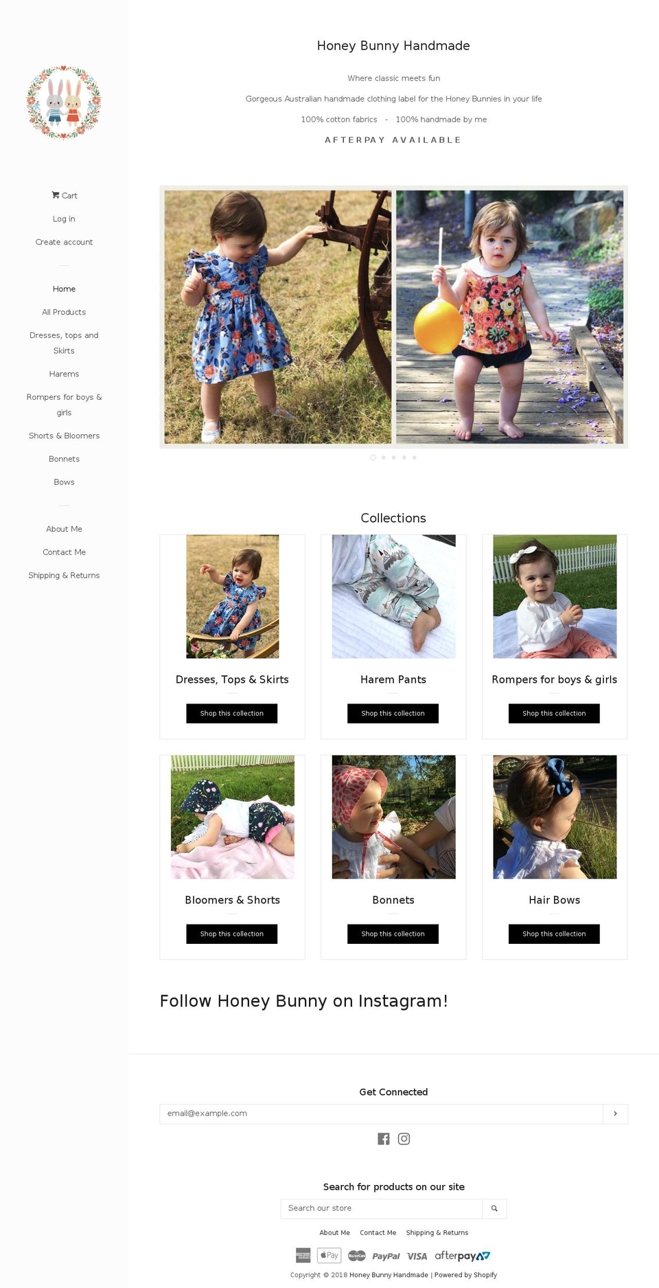 honeybunnyhandmade.com — Shopify storefront screenshot