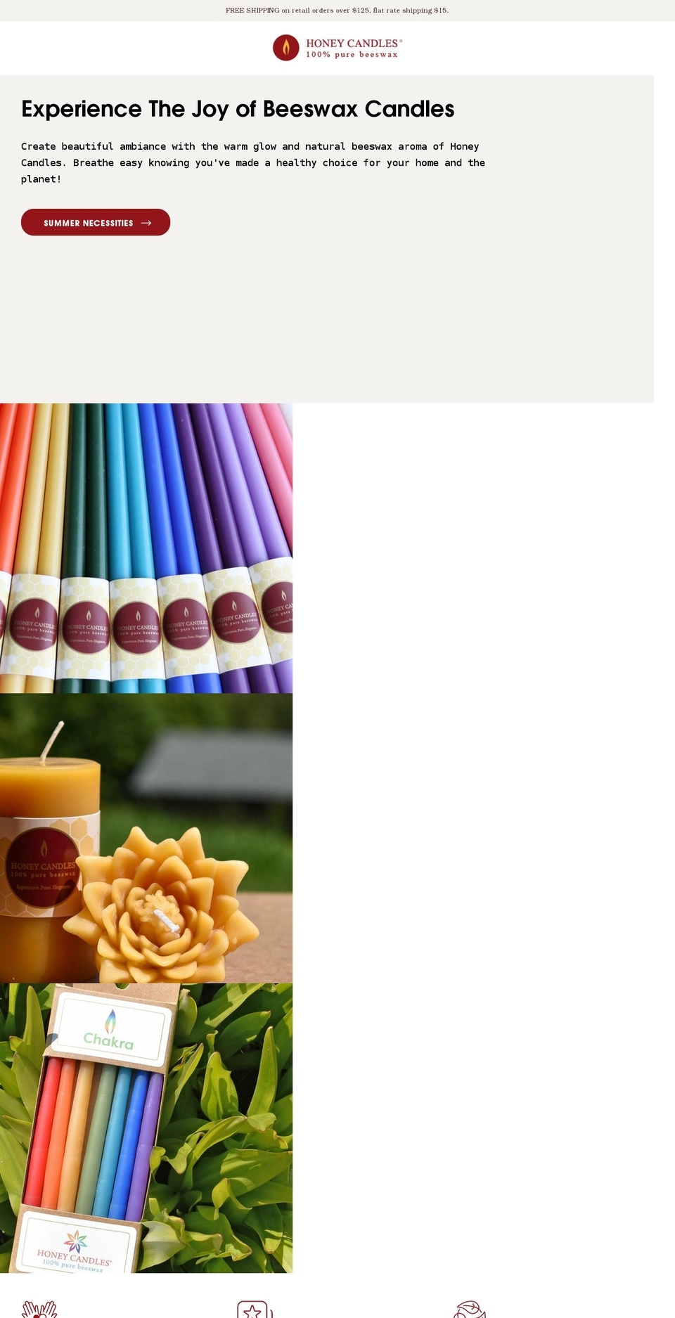 honeycandles.com shopify website screenshot