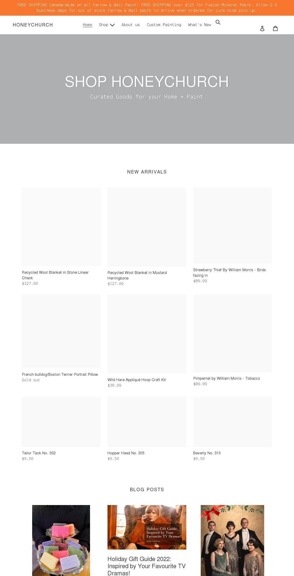 honeychurchlane.com shopify website screenshot