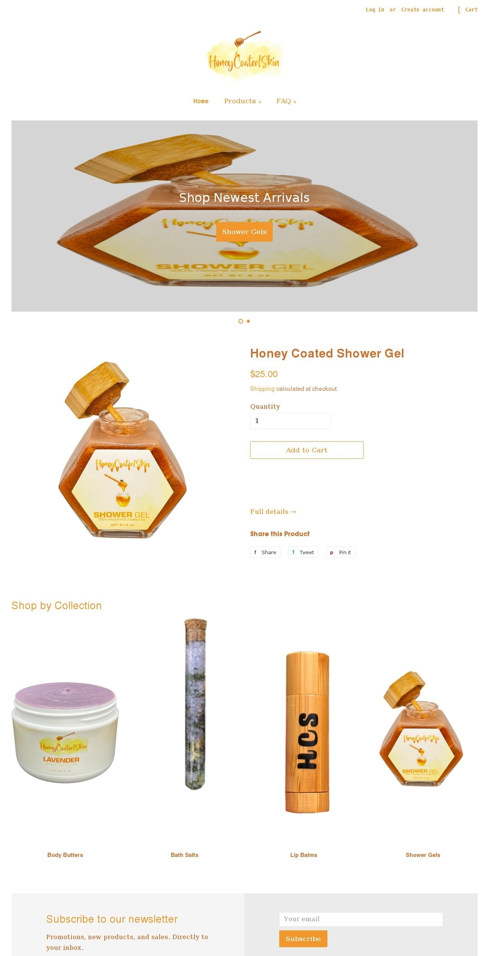 honeycoatedskin.com shopify website screenshot