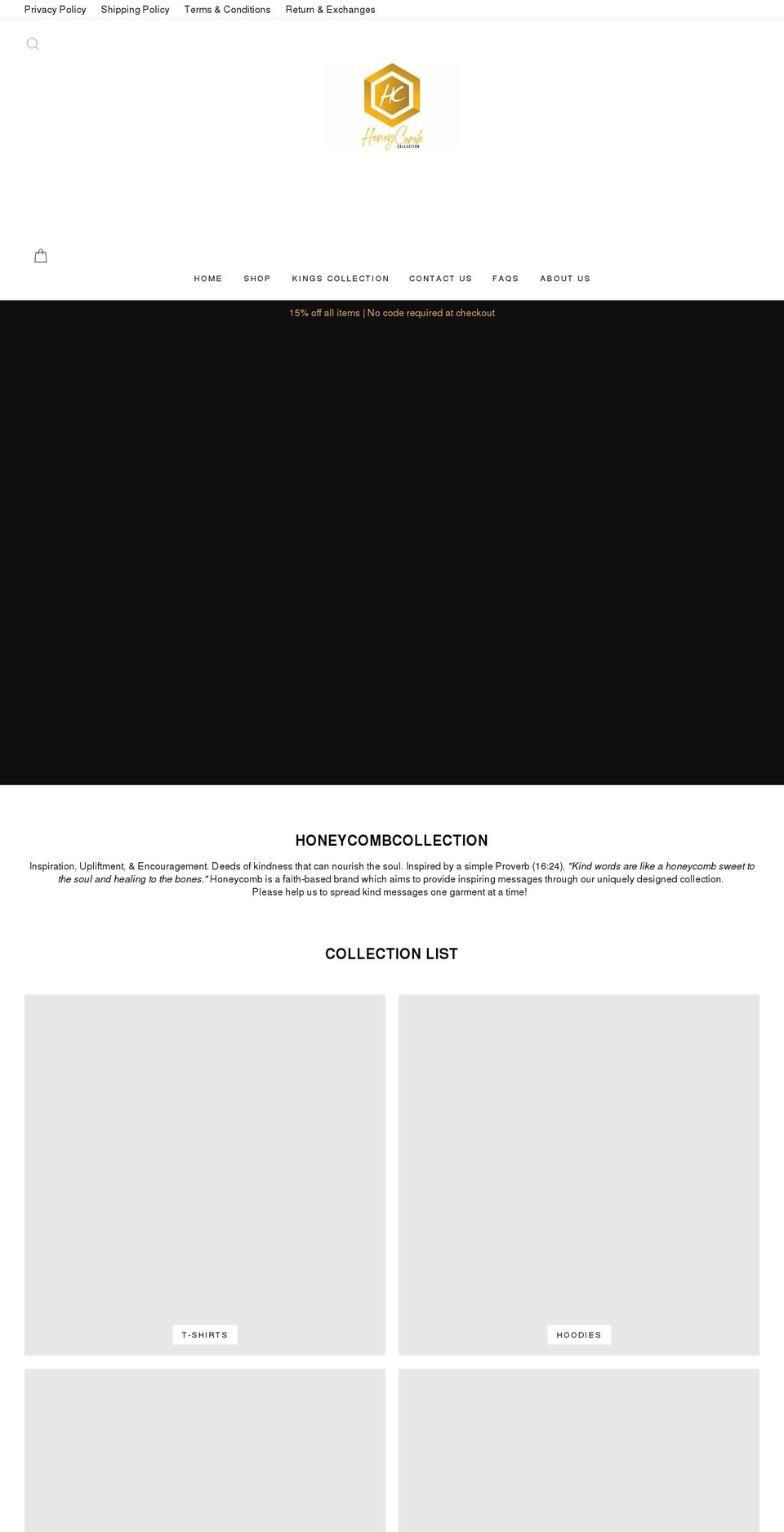 honeycombcollection.com shopify website screenshot