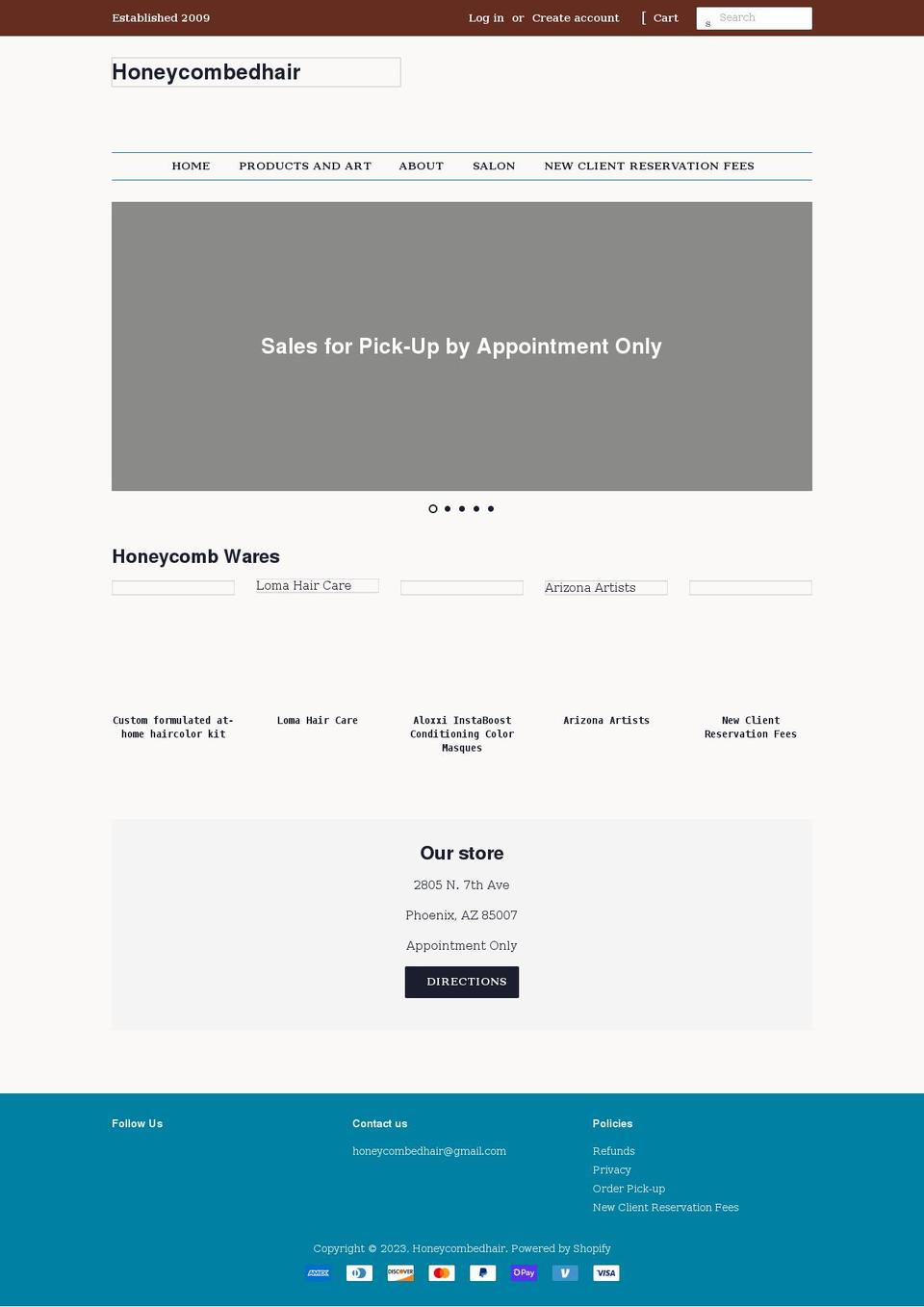 honeycombedhair.myshopify.com shopify website screenshot