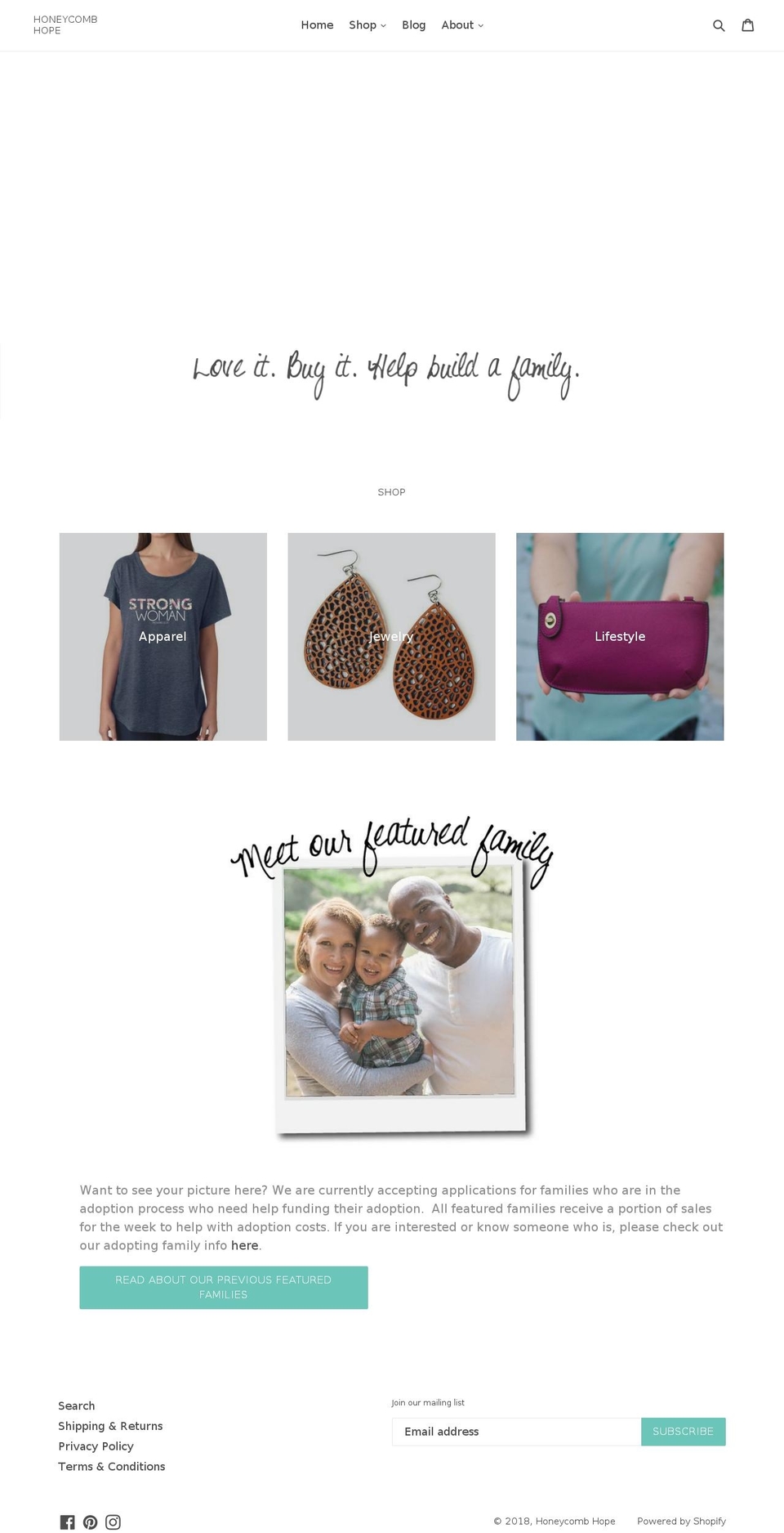 honeycombhope.com — Shopify storefront screenshot