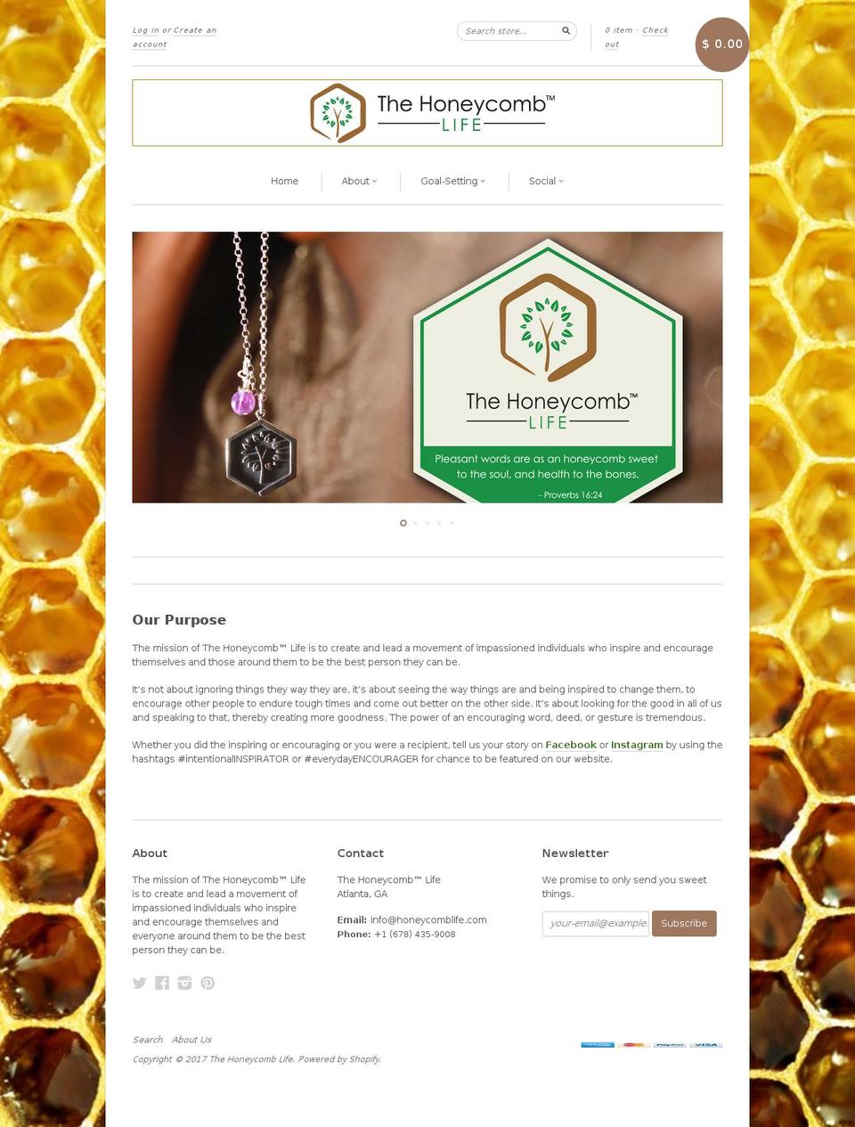 honeycomblife.org shopify website screenshot