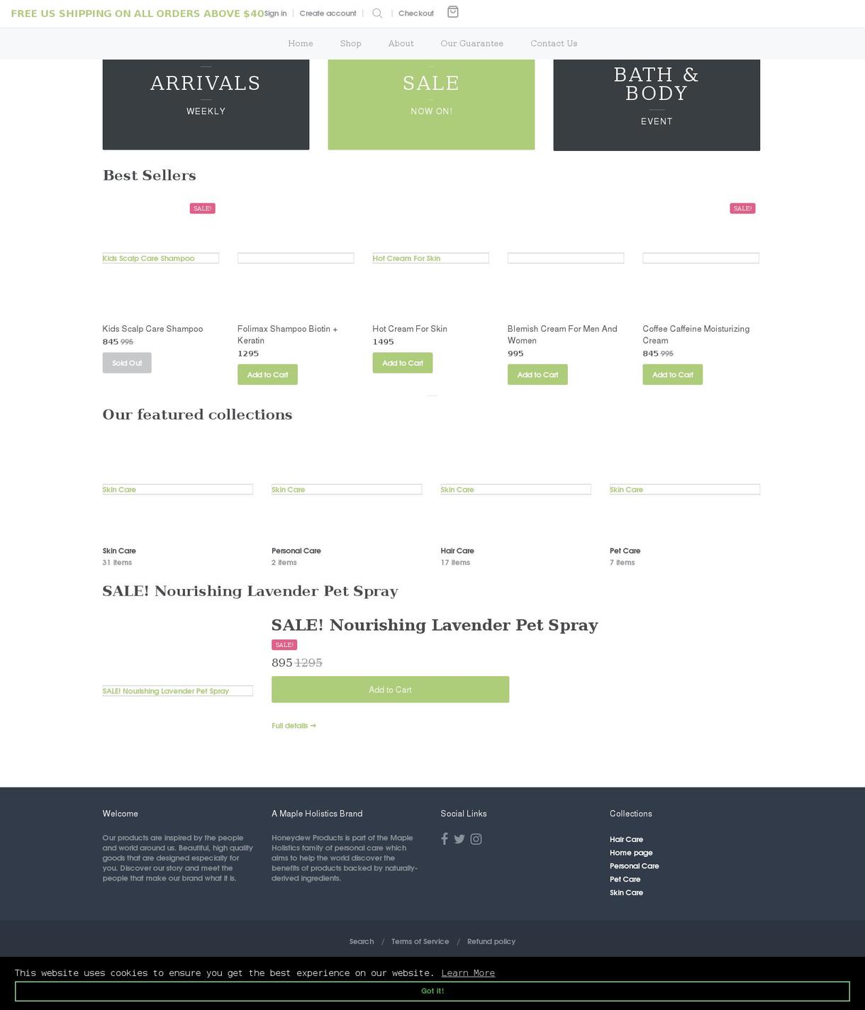 honeydewproducts.com shopify website screenshot