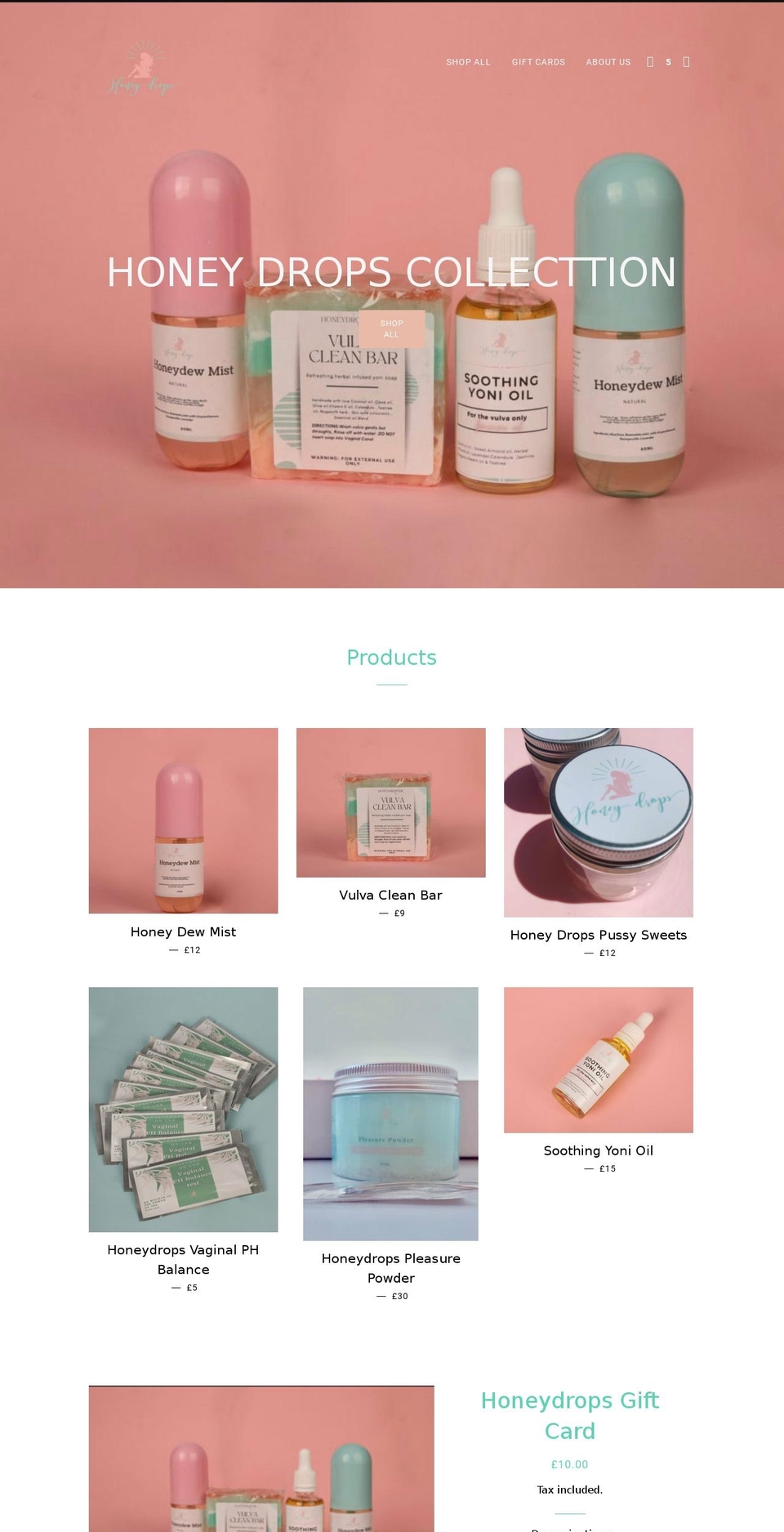 honeydropsuk.com shopify website screenshot