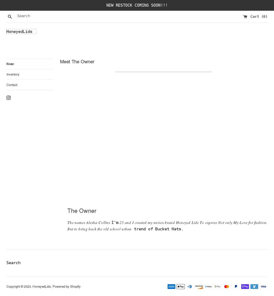 honeyedlids.com shopify website screenshot