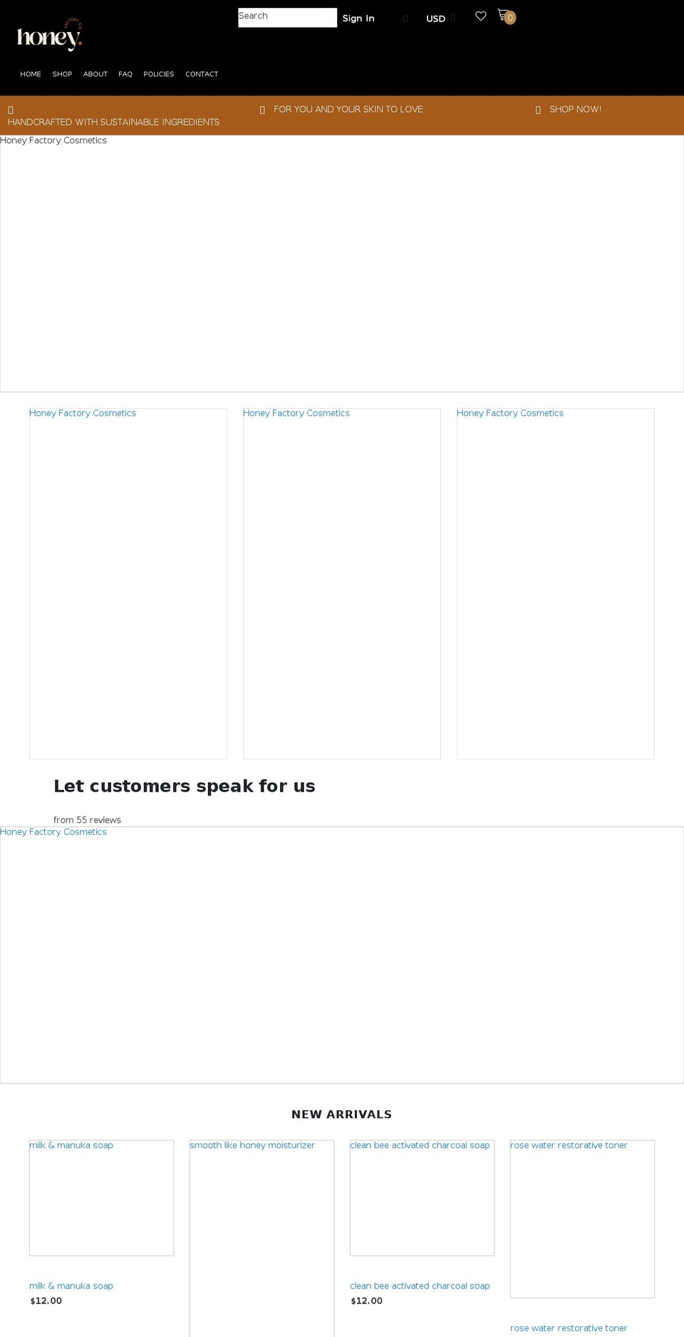 honeyfactoryco.com shopify website screenshot