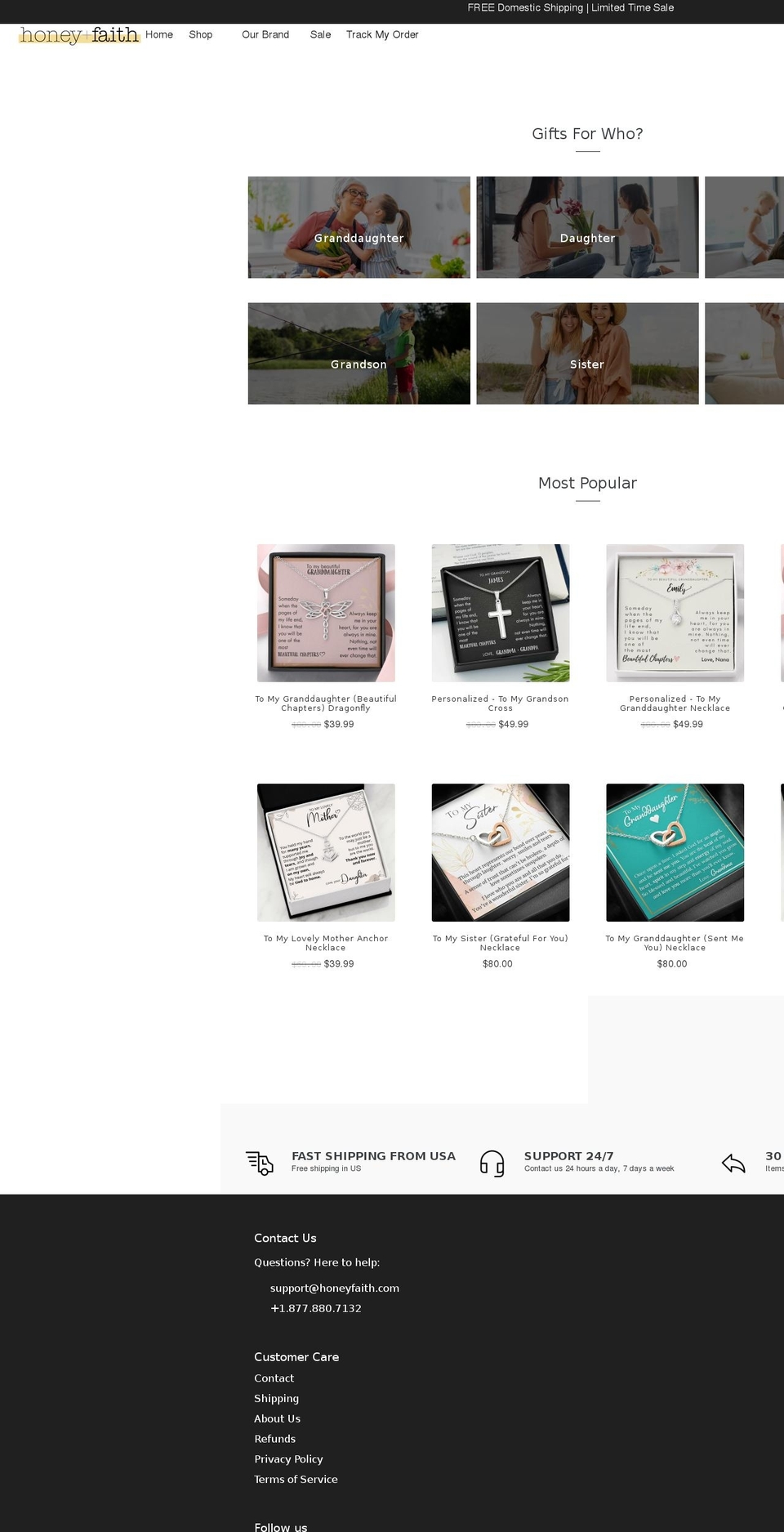 honeyfaith.com shopify website screenshot