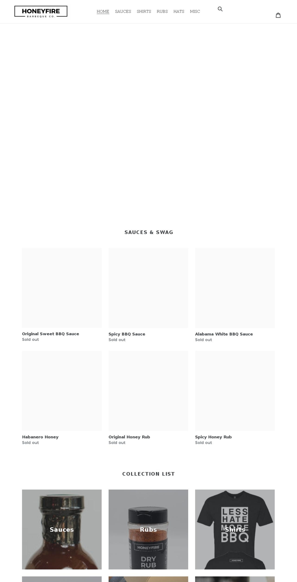 honeyfire-bbq.myshopify.com shopify website screenshot