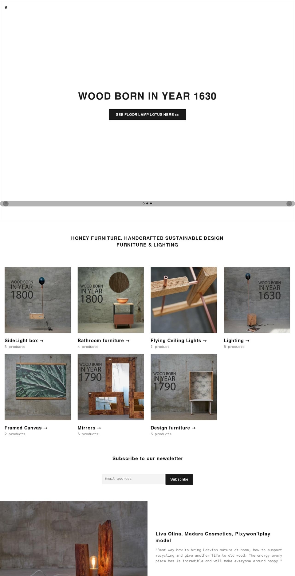 honeyfurnitureriga.com shopify website screenshot