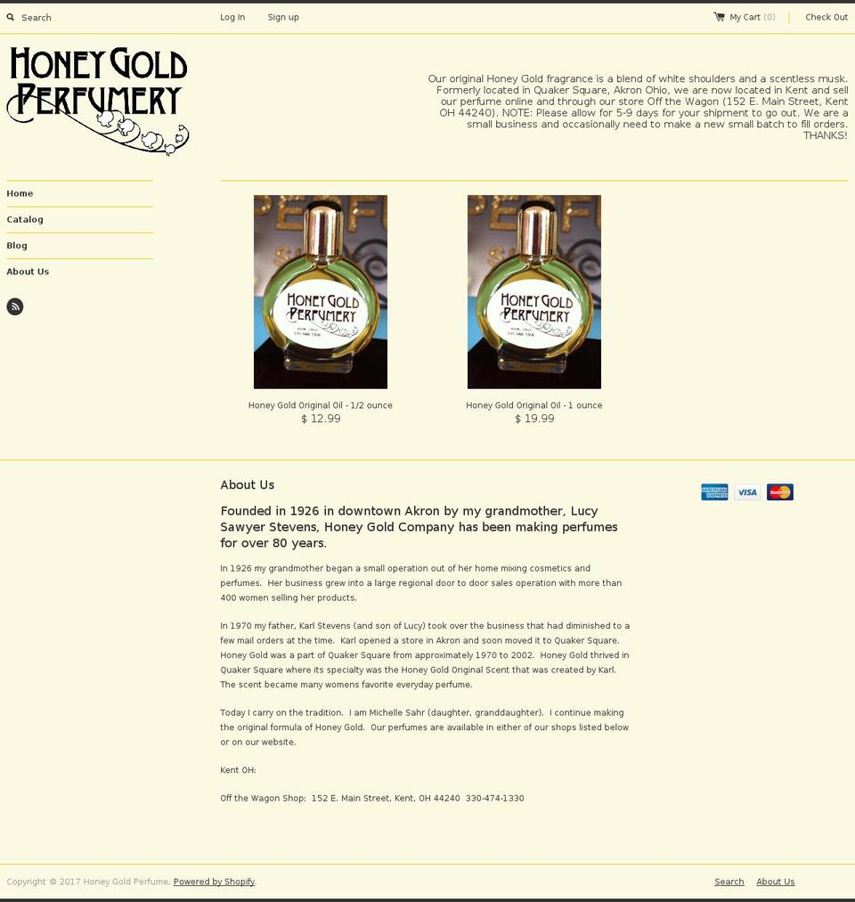 honeygoldperfume.com shopify website screenshot