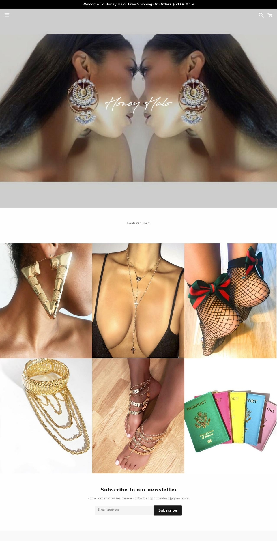 honeyhalo.com shopify website screenshot