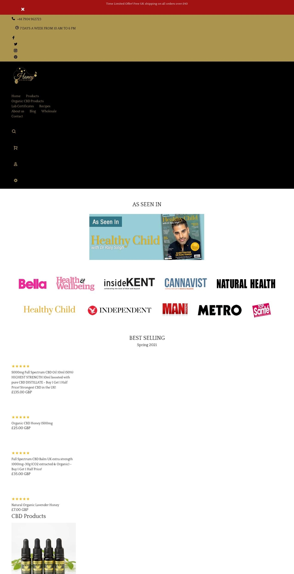 honeyheaven.co.uk shopify website screenshot