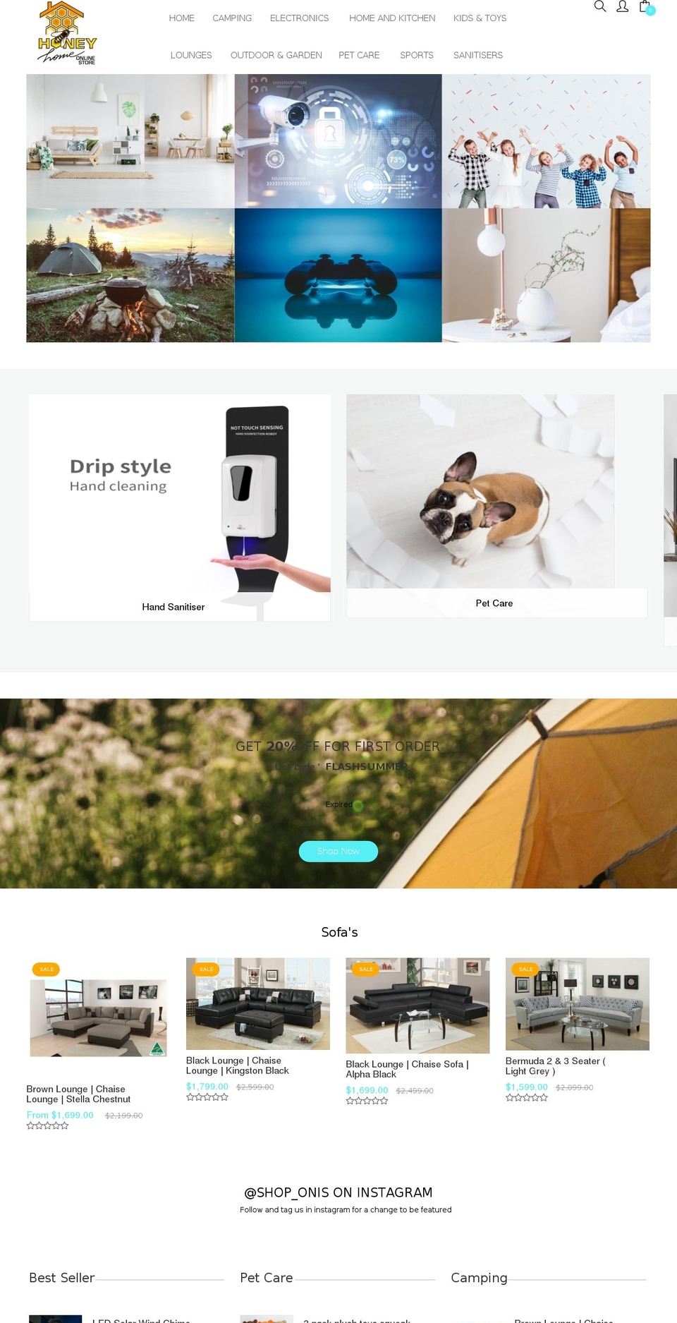 honeyhome.com.au shopify website screenshot