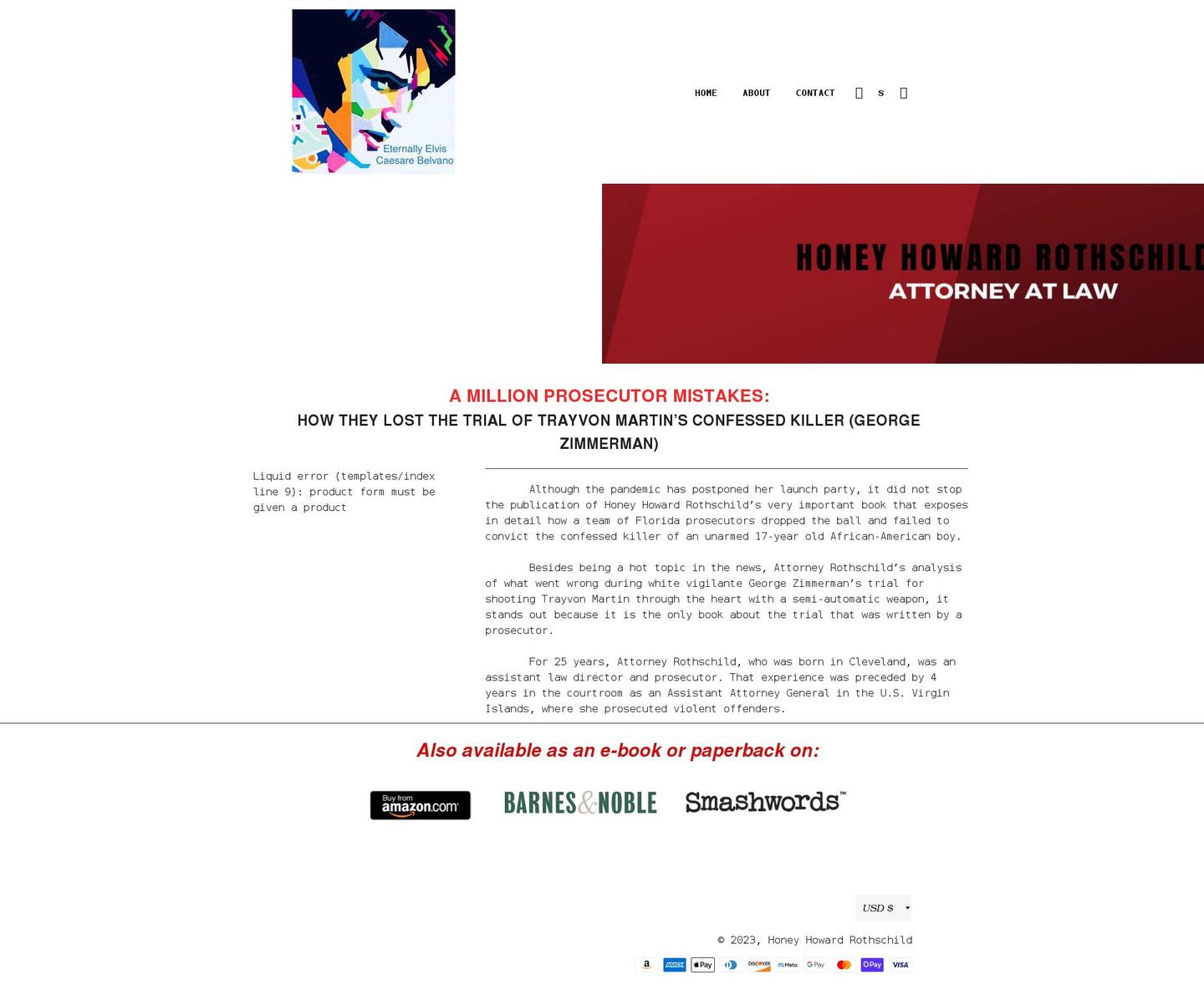 honeyhowardrothschild.com shopify website screenshot