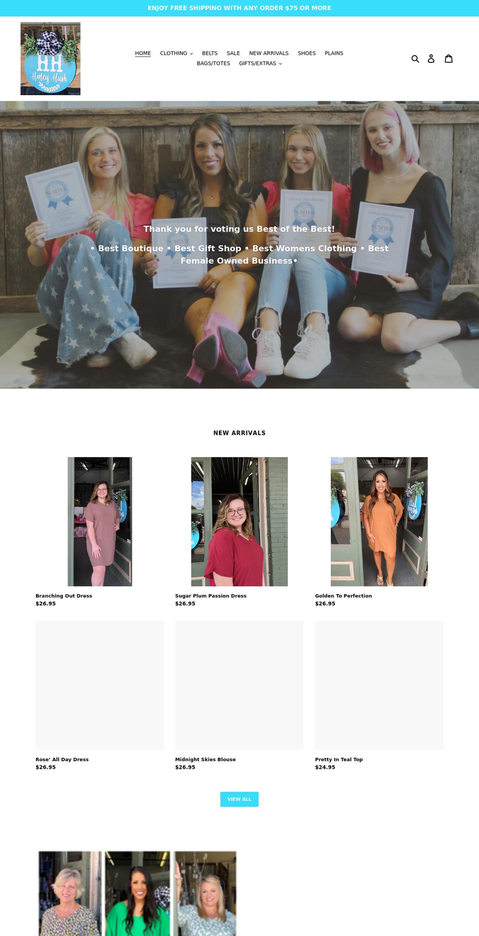 honeyhushboutique.com shopify website screenshot