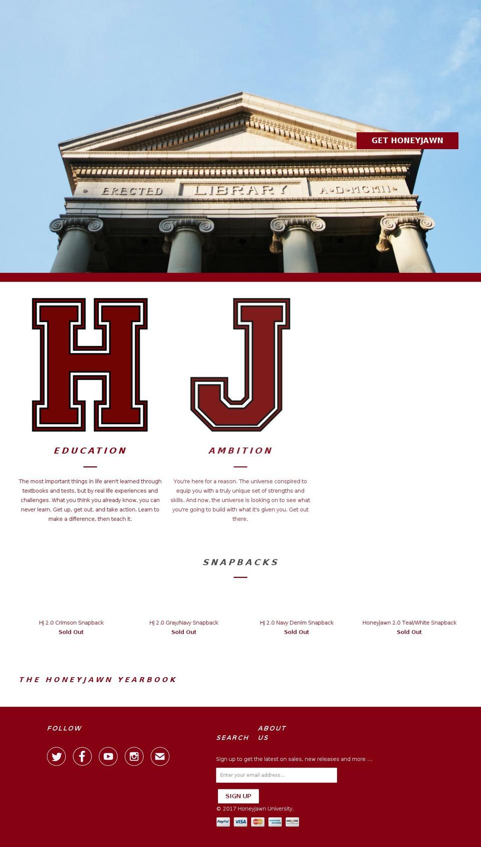 honeyjawn.com shopify website screenshot