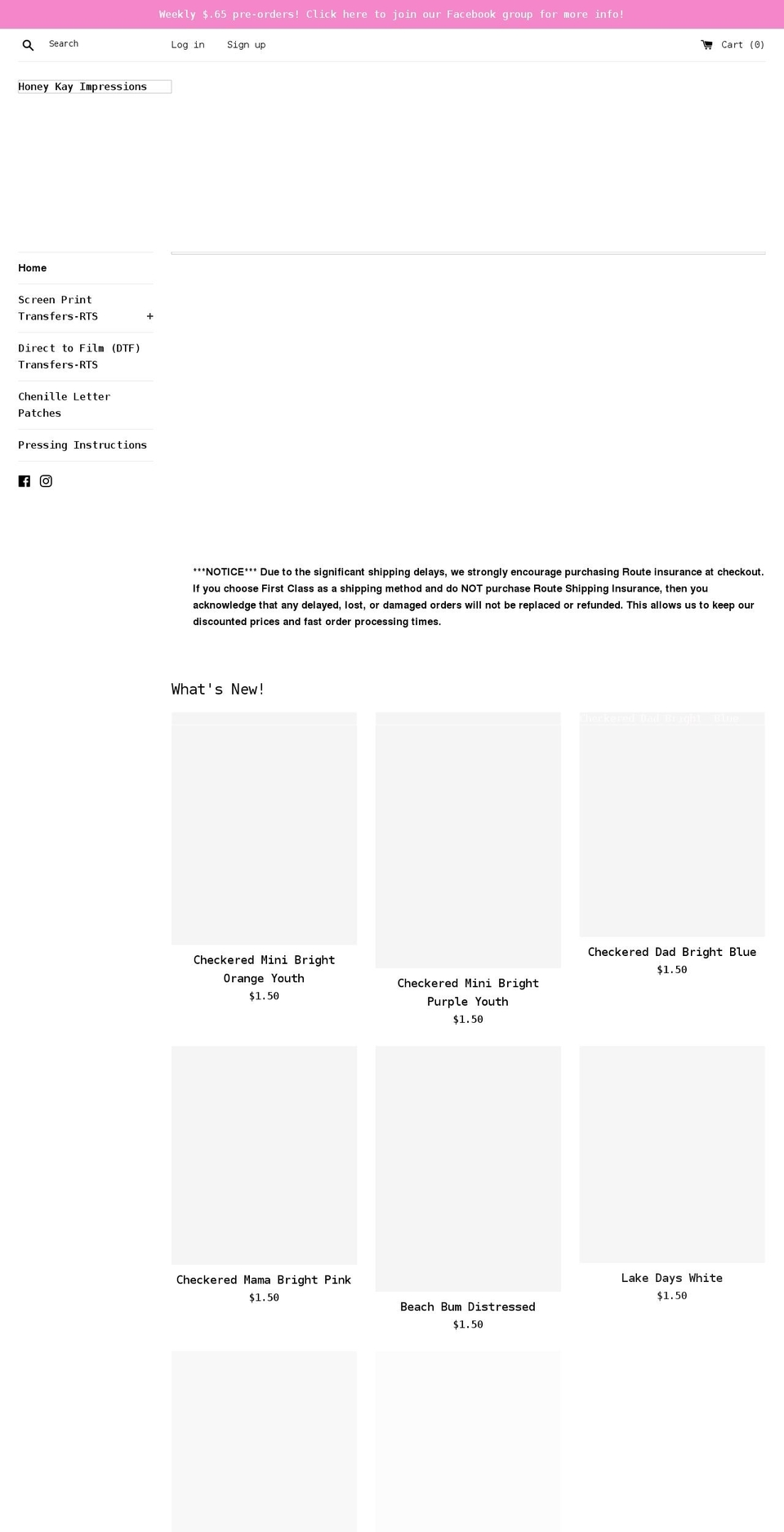 honeykayimpressions.com shopify website screenshot