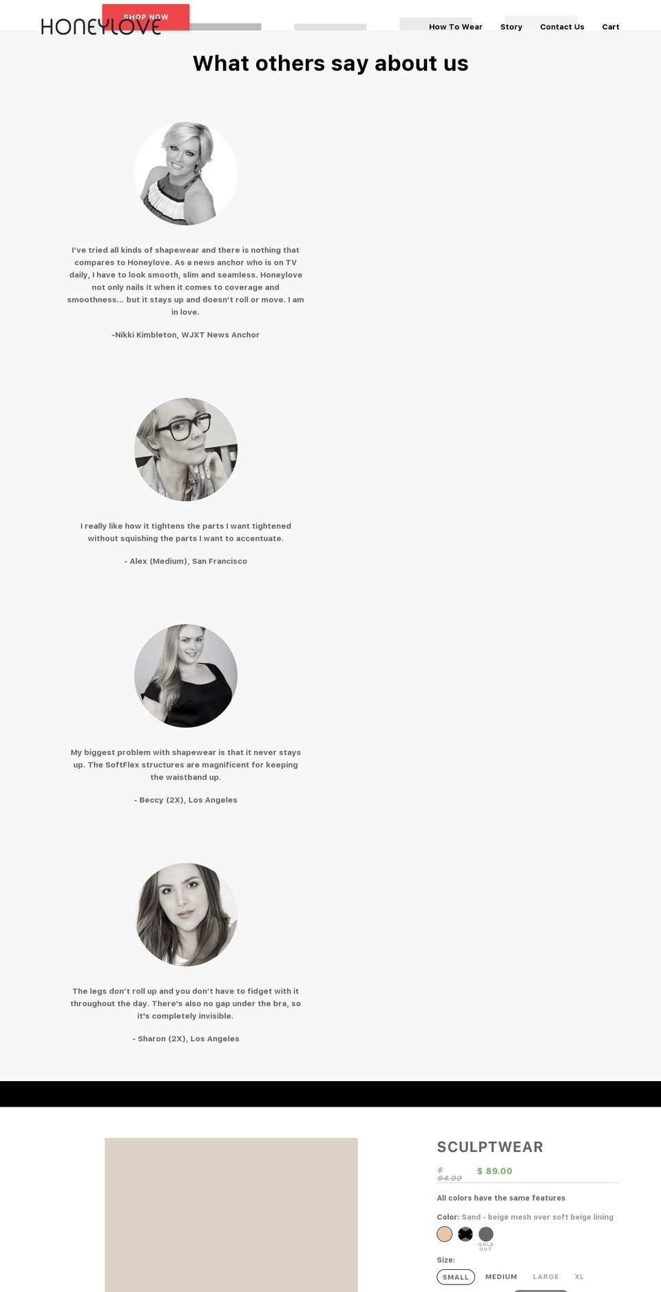 Mobile Footer Shopify theme site example honeylove.ly