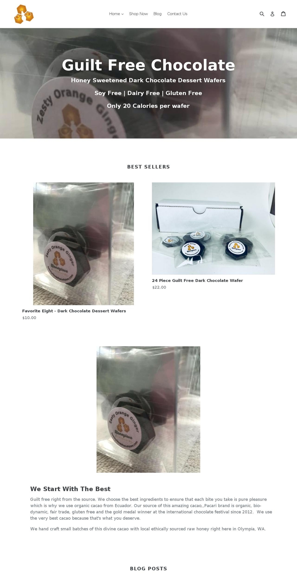 honeylovechocolates.com — Shopify storefront screenshot