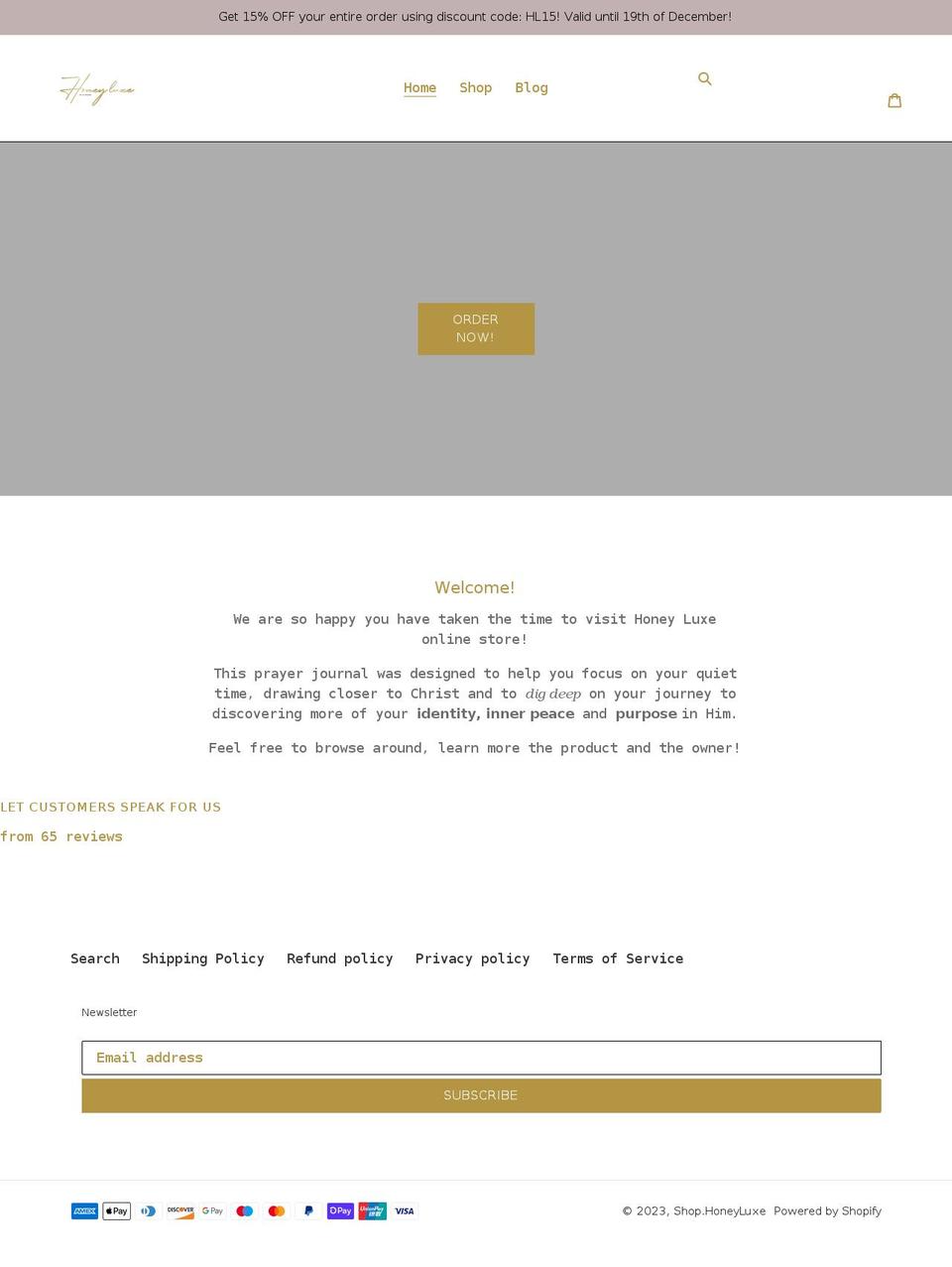 honeyluxecollection.co.uk shopify website screenshot