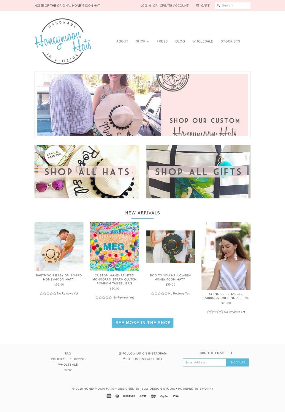 honeymoonhats.com — Shopify storefront screenshot