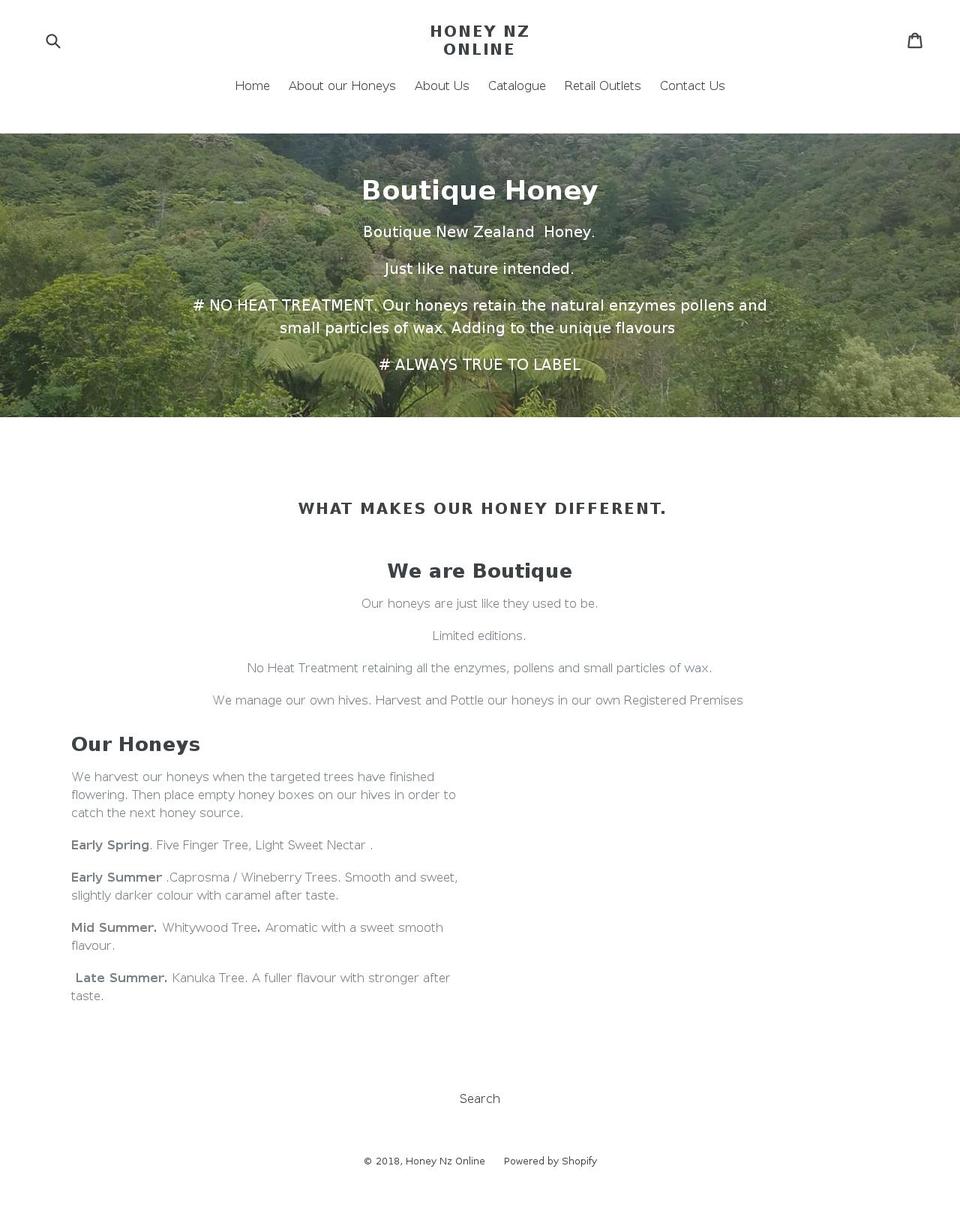 honeyonline.co.nz shopify website screenshot