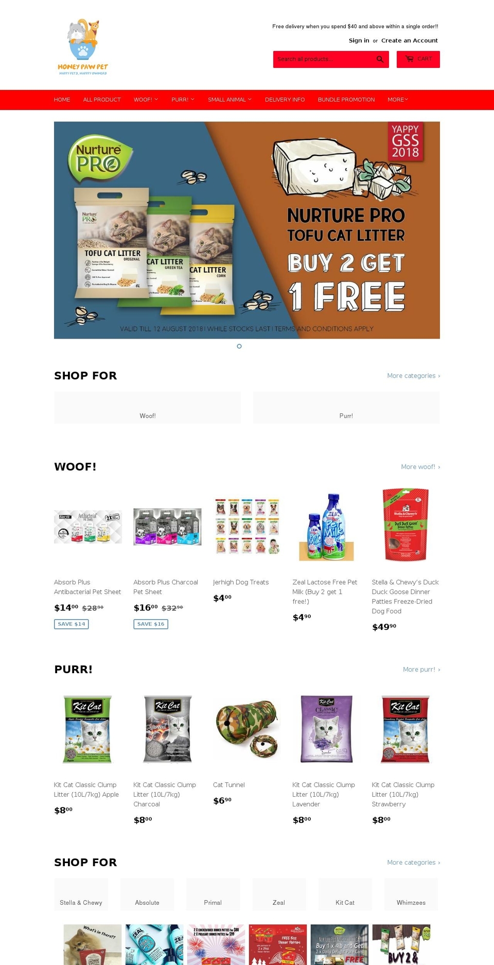 honeypawpet.com — Shopify storefront screenshot