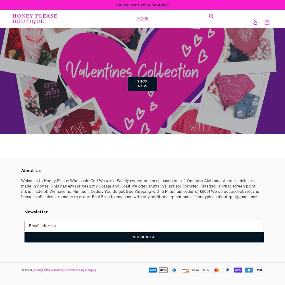 honeypleaseboutique.com shopify website screenshot