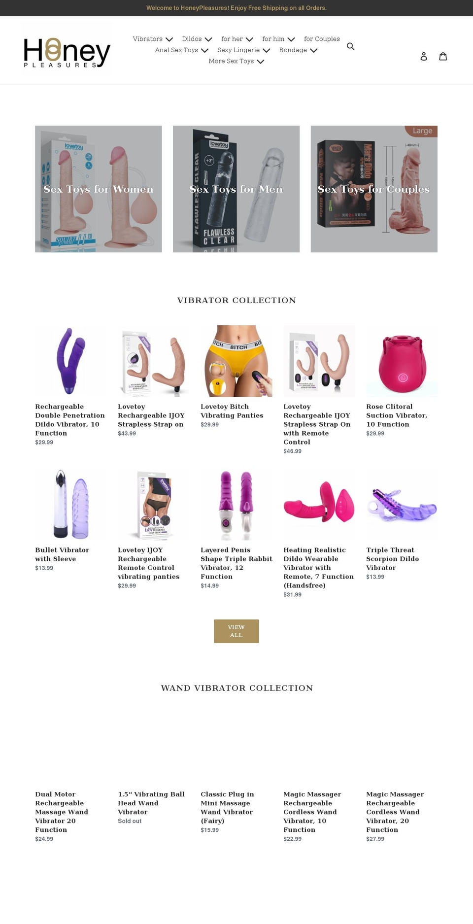 Copy of GOLD Shopify theme site example honeypleasures.com