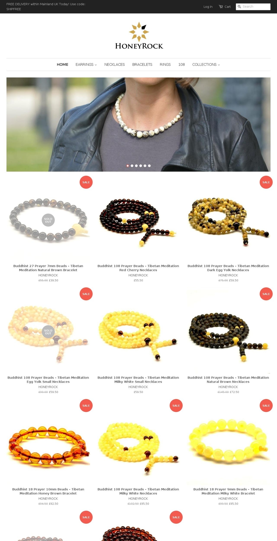 honeyrockjewellery.com shopify website screenshot